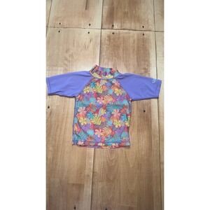 US‎ SKiNZ Kids Rash Guard Swim Shirt UPF 50 Size 4T Tropical Floral Purple